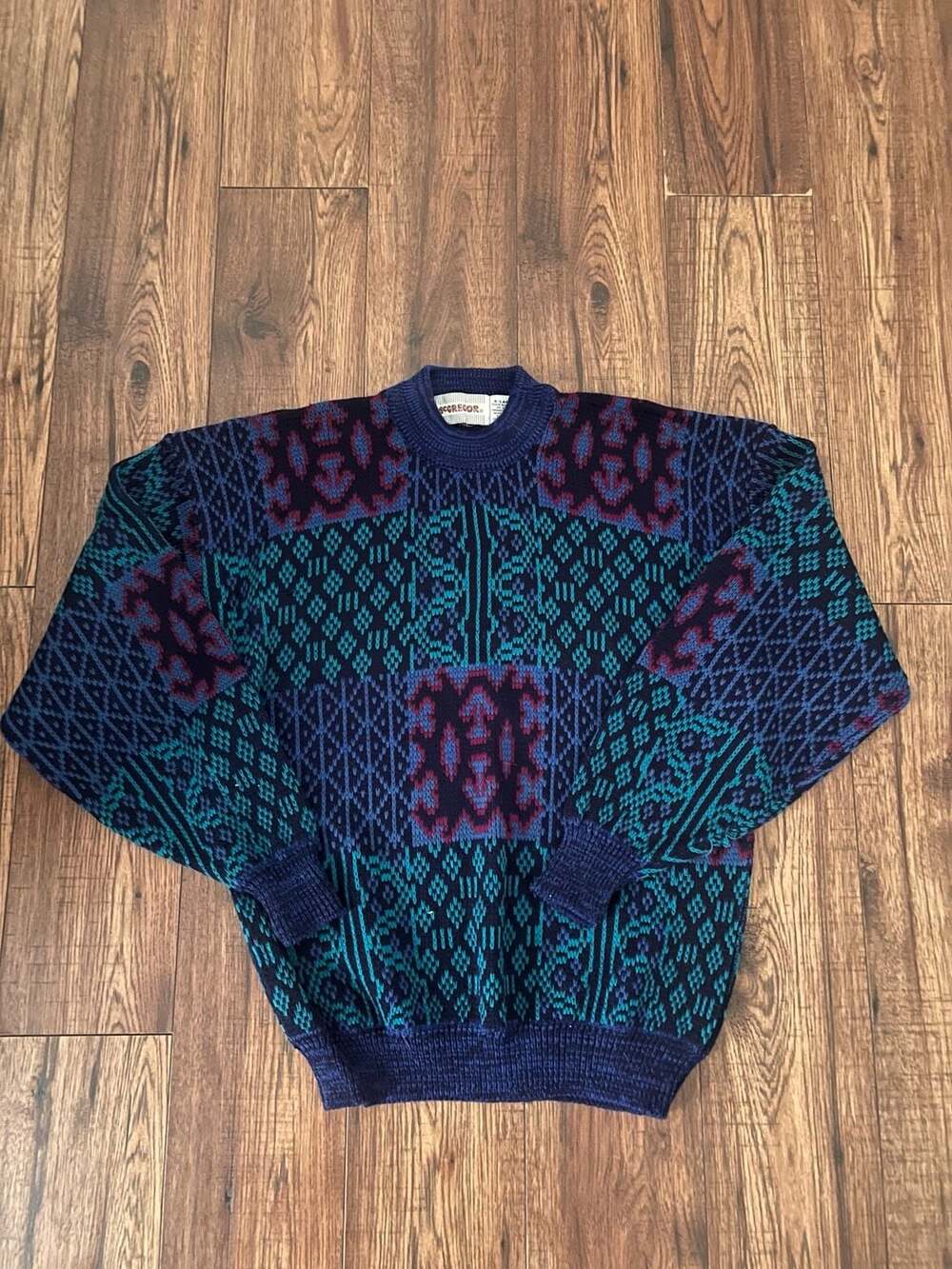 Vintage McGregor Geometric Patterned Knit Acrylic Sweater XL